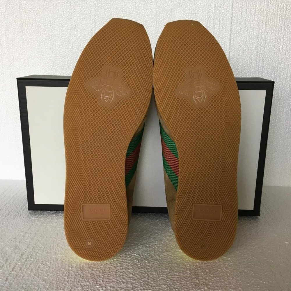 Gucci Man Sneakers Suede Leather Web Brown DM57 - Picture 9 of 12
